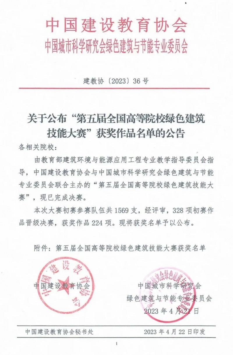 2026世界杯合作官网师生在“第五届全国高等院校绿色建筑技能大赛”中荣获佳绩